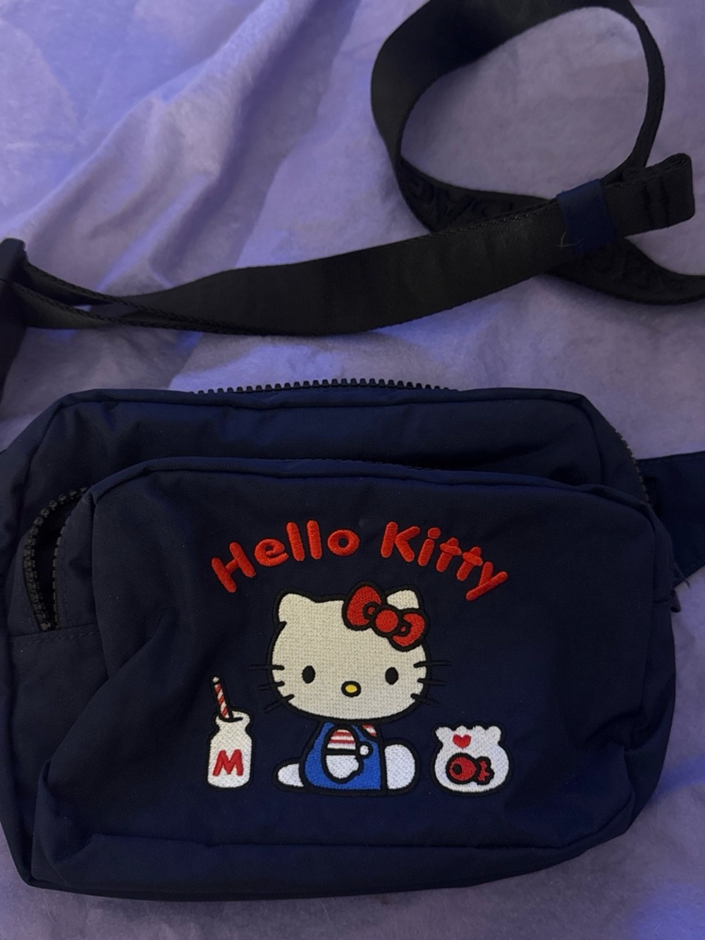 BAGGU Navy Hello Kitty Crossbody Bag with Red Accents